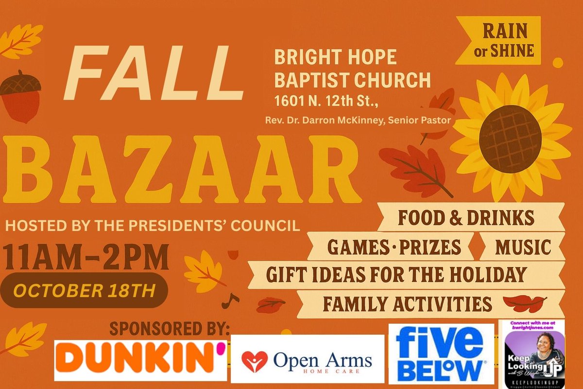 keeplookingupp's tweet image. Featuring Twenty-two #vendors 

Register for this #FreeEvent 👇🏾
eventbrite.com/e/bright-hope-…

Checkout our promotional video 👇🏾
youtu.be/2bd9myLSnhc?si…

#events #fallevent #churchevent #Philly #Philadelphia #giveaways #prizes #music #food #enjoyment #fallbazaar #foryourpage #fypシ