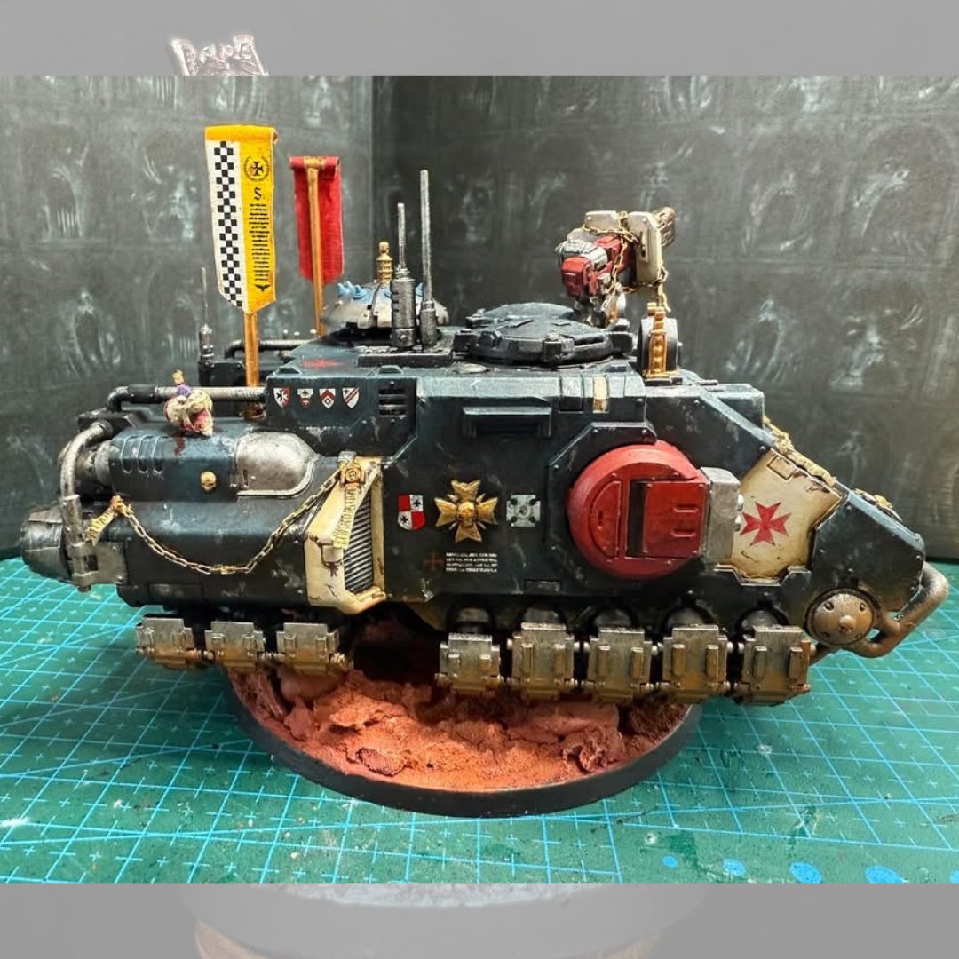 theeternalcrus1's tweet photo. Protector Alexander’s #blacktemplar #impulsor for #nov25btbannercompetitiom
Orginally and an #imperialfist #eBay rescue returning it to battle as the “Dorn’s Legacy”. The parent chapter is honored on the iconography in the front.
#blacktemplars_40k #warhammer #blacktemplars https://t.co/ZqNh4ocZIo