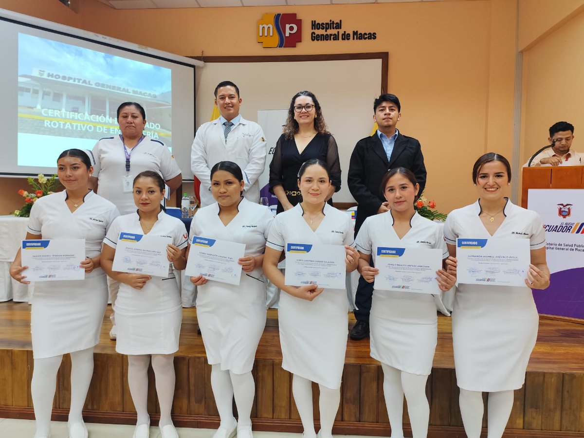 HGeneralMacas's tweet photo. #Macas | 🧑🏾‍⚕️ Internas Rotativas de Enfermería del @HgeneralMacas, recibieron su certificado al culminar su año de rotación, cumpliendo con los requisitos necesarios para iniciar su vida profesional en #ElNuevoEcuador https://t.co/HBzVrUpHZu