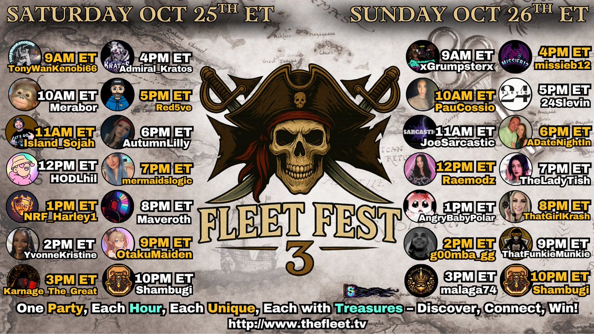 adatenightin's tweet image. Get ready to set sail for Fleet Fest 3!!
Each streamer will be running Marbles
Come hang out!!
#twitch #fleet #twitchstream #fleetfest