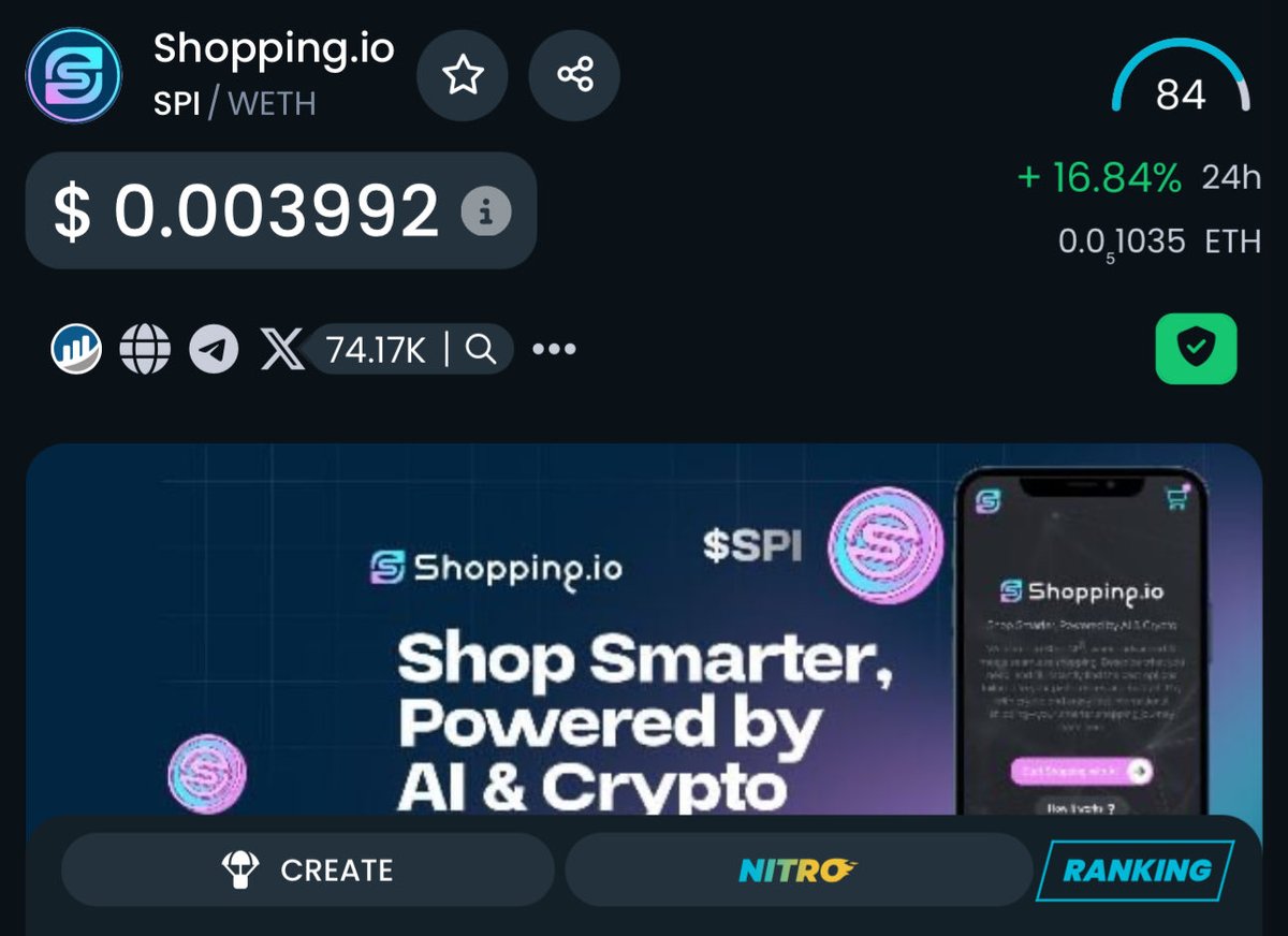 shopping_io's tweet image. Next week for Shopping.io $SPI :

🛒 Probably First CEX Listing. 
🛒 Big Promotion with a Big Crypto Company. 

$SPI

0x4FeEA34369A00740Ba41b2d7cABe121F076FfE6E