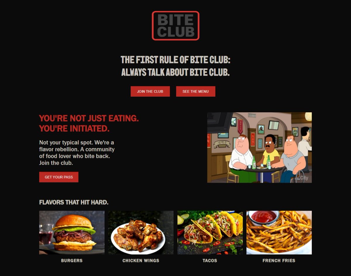 id_inyang_'s tweet image. Day 26 of #100DaysOfCode
Made my restaurant website project Fight Club-inspired.
Bite Club 🍽️😋.
#buildinpublic #webdevproject #LearnInPublic