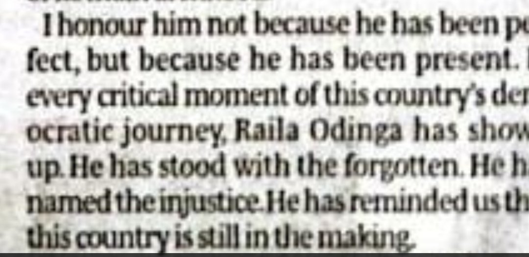 I have been reflecting on the life of this great legend Raila and wondering how best to eulogize and truly honor a man whose life literally touched every Kenyan because he chose to stand firm for his convictions.

Gitobu Imanyara has spoken for me and i believe for many others.
