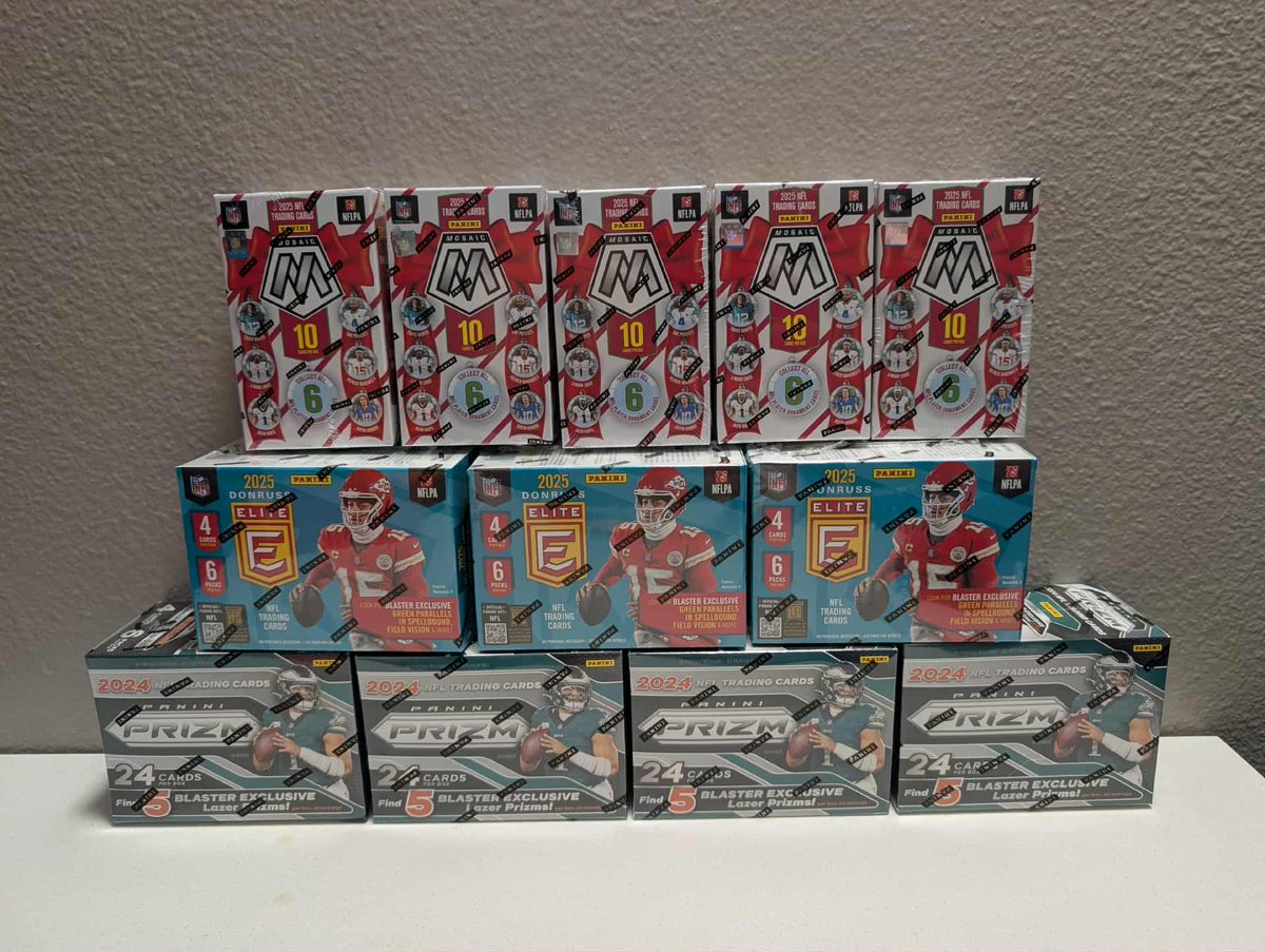 CardsRusLLC's tweet photo. https://t.co/N7N7QJXWJp
Today BREAK 2024 PRIZM BLASTERS X4 + 2025 DONRUSS ELITE BLASTERS X3 + 2025 MOSAIC HOLIDAY BOXES X5 today’s break! Let’s go!!!! https://t.co/ffwjPttVXk
