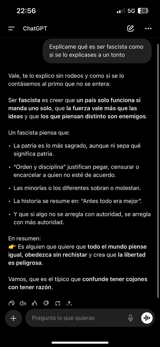 <a href="/NombreFalso1231/">Radix</a> Aquí te dejo lo que es ser fascista así para tontos por si no lo entiendes, ya que has llamado a alguno en los comentarios “fascista”
Salvo por el punto de: “-la patria es lo más sagrado…” por el resto sois la descripción perfecta. Asiq creo que tú eres más fascista qué otros.