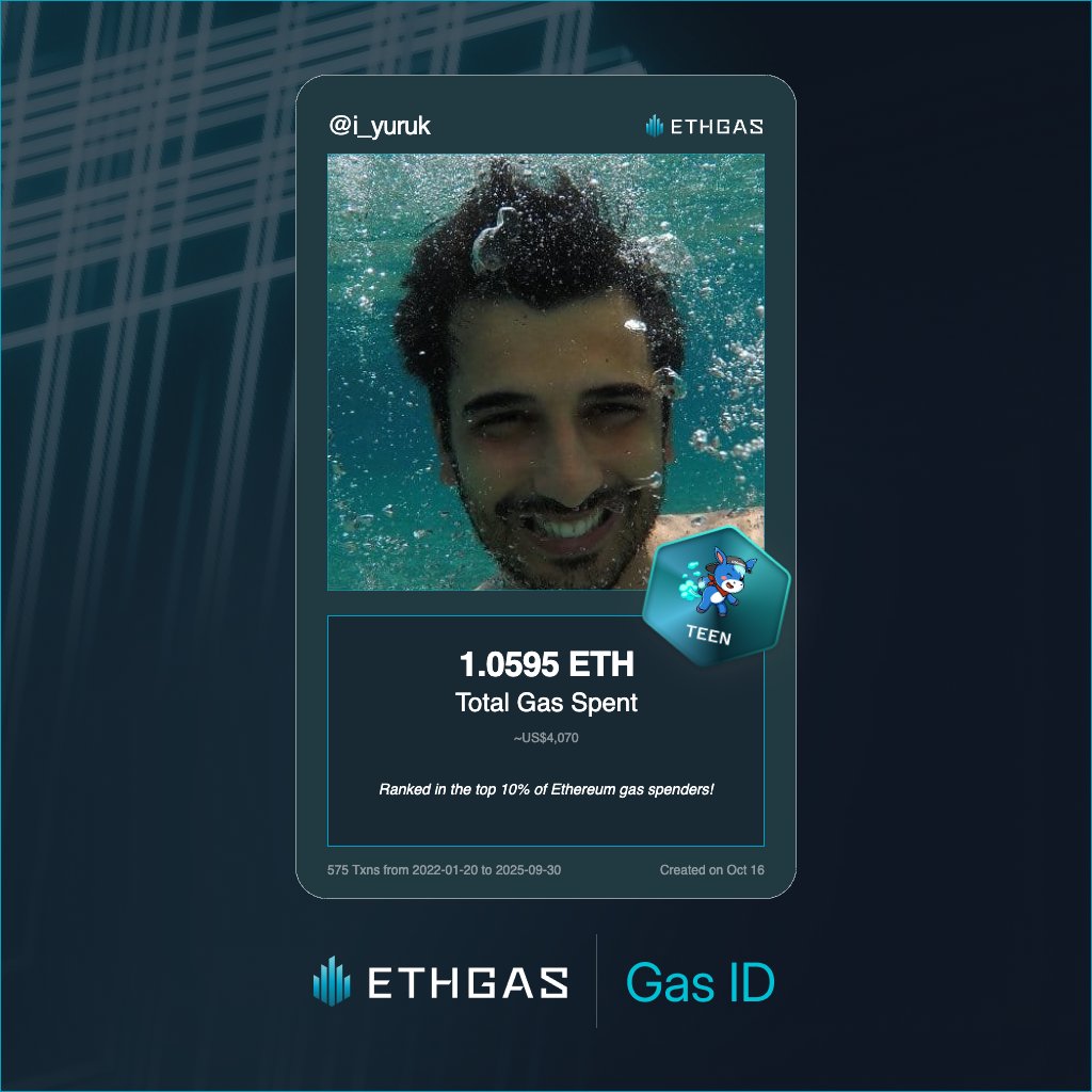 Leveled up in the Great Gas Reckoning with ETHGas! 💪

Teen Jack status: 1.0595 ETH gas spent, 490 Beans earned—supporting the Gasless Future!

Claim your Gas ID at ethgas.com/community/gas-…