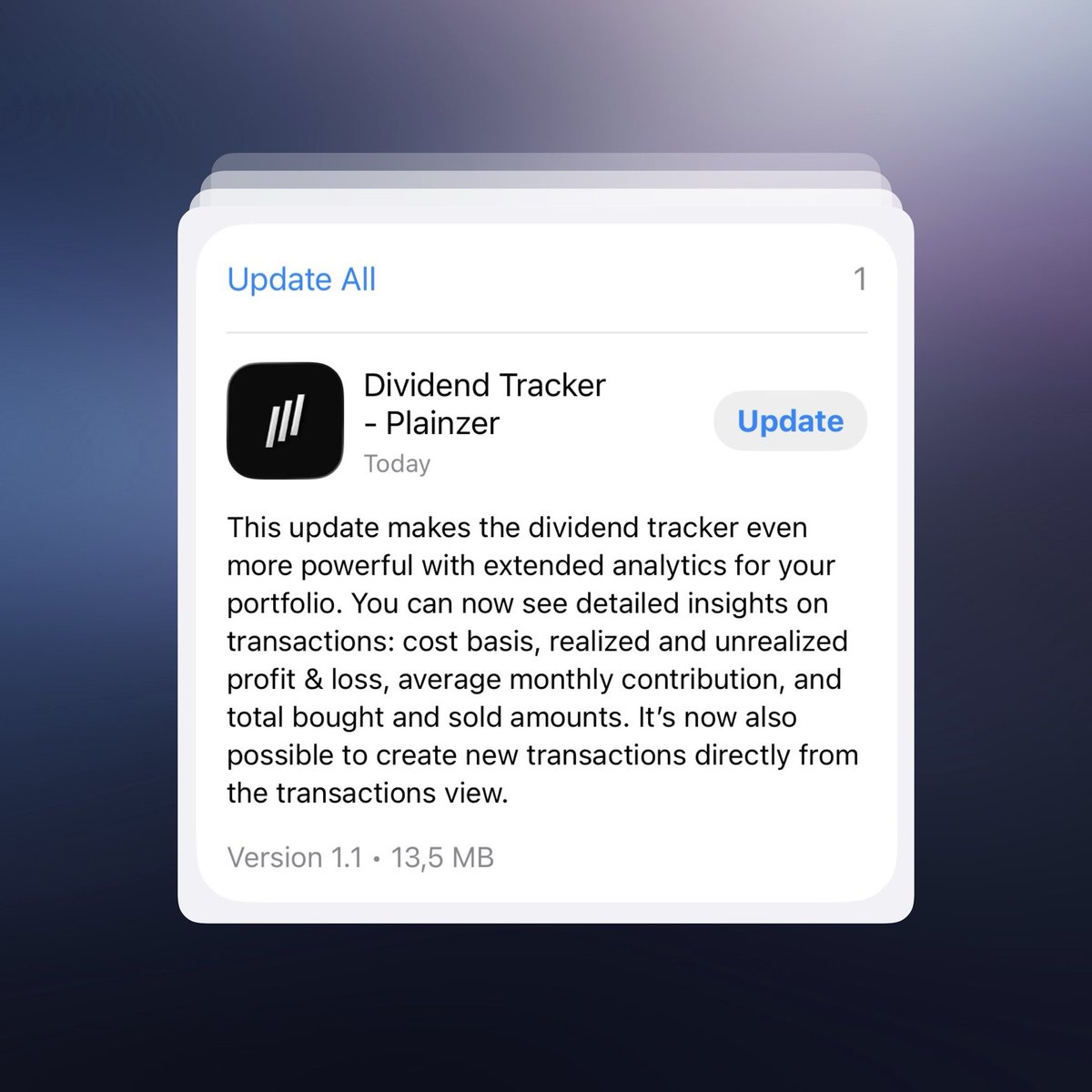 plainzer's tweet image. We’re thrilled to announce some exciting updates to our newly released dividend tracker for iOS!