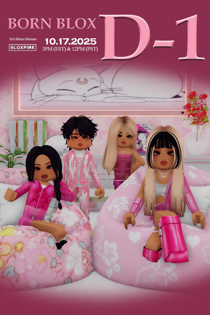 BLOXPINK_rblx's tweet photo. #BLOXPINK - 'SHUT DOWN'
D-1 POSTER
3rd ALBUM 'BORN BLOX'
RELEASE 10.17.2025
YouTube: https://t.co/vzKvb6jUgo
Discord Server: https://t.co/A3wW2lnl8F
#BLACKPINK #JISOO #JENNIE #ROSÉ #LISA #BLOXPINK #JIM_SOO #JENNA #RYLIE #LEAH #ROBLOX #KPOP #3RDFULLALBUM #BORNBLOX https://t.co/rxa7GBwjcI