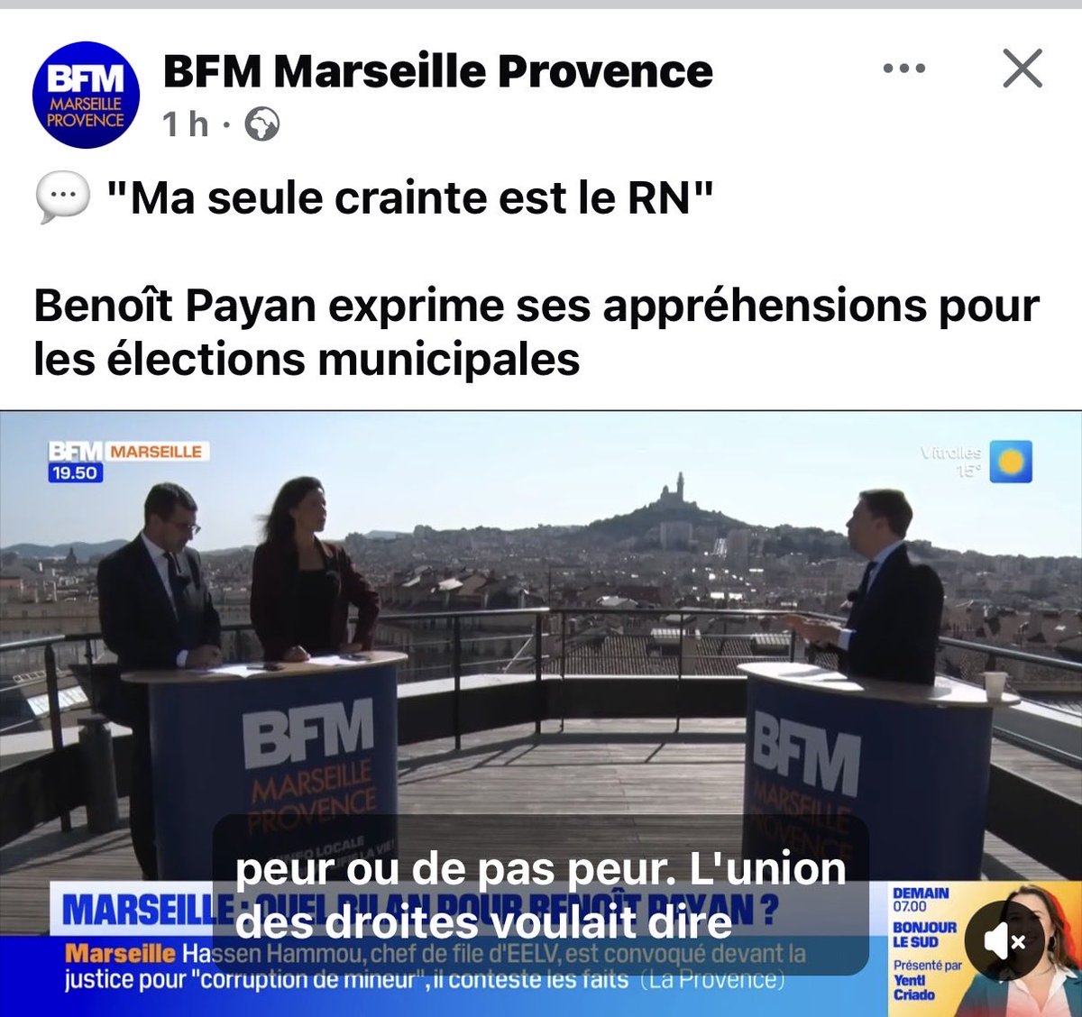 La seule crainte du socialiste Benoît Payan, c’est le Rassemblement National : en effet, avec <a href="/franckallisio/">Franck Allisio</a>, nous incarnons la seule alternative crédible pour les Marseillais à sa politique de gauche et d’extrême-gauche. 

#Allisio2026