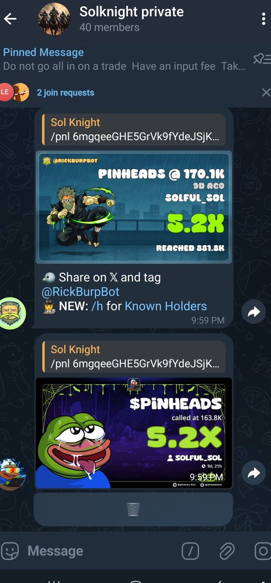 5.2x 

$PINHEADS 

/pnl 6mgqeeGHE5GrVk9fYdeJSjKTFZV1TVNAQTMYdHjfpump

Dm: t.me/Solful_sol for entry into my private tg 

#Solana #Memecoin