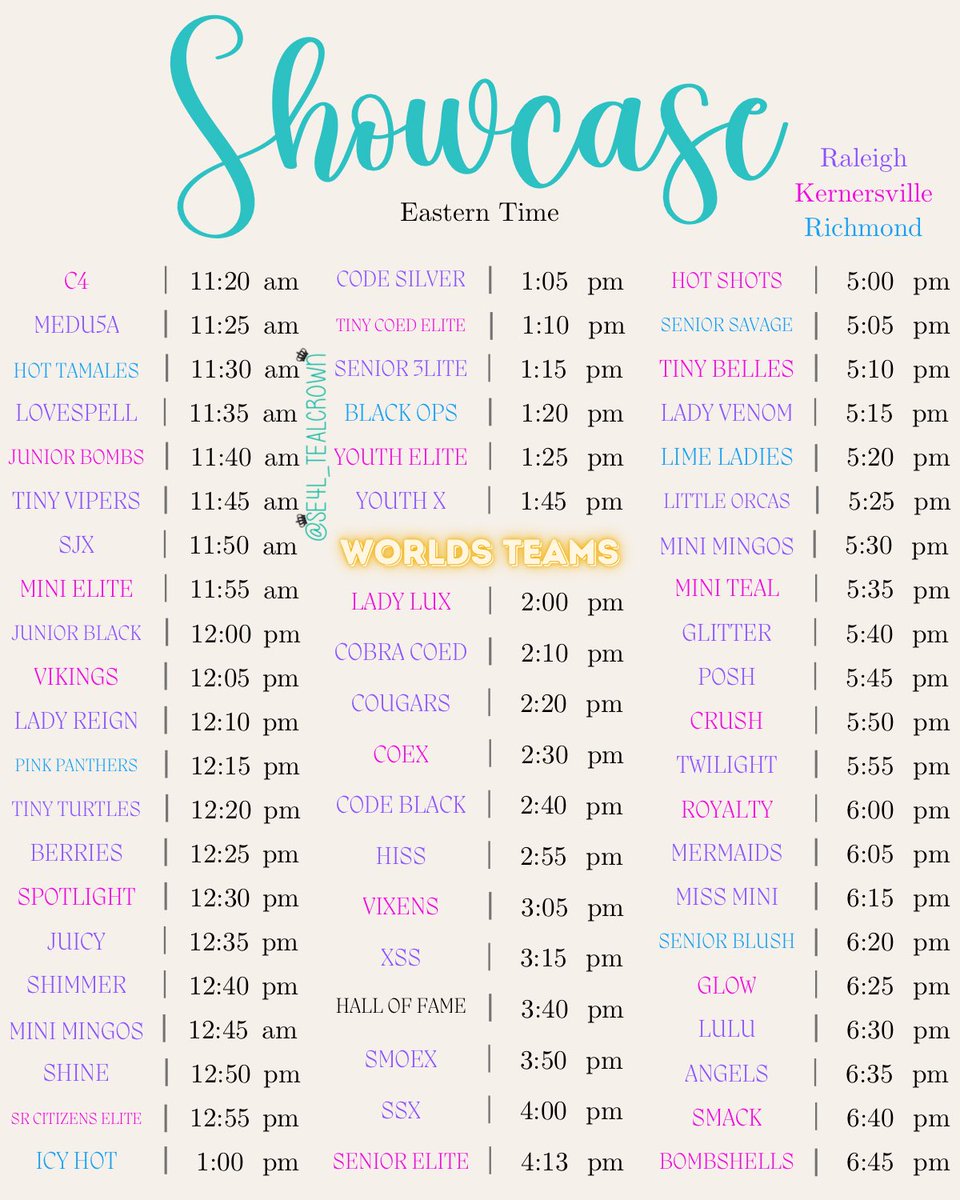 Cheer Extreme 2025 Showcase Schedule!!🩵