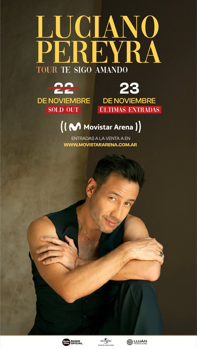 En noviembre nos volvemos a cantar en el #MovistarArena ! Quedan las últimas entradas! 
🎫 lucianopereyra.com/tesigoamando 
Que lindo no? Gracias por tanto amor❤️