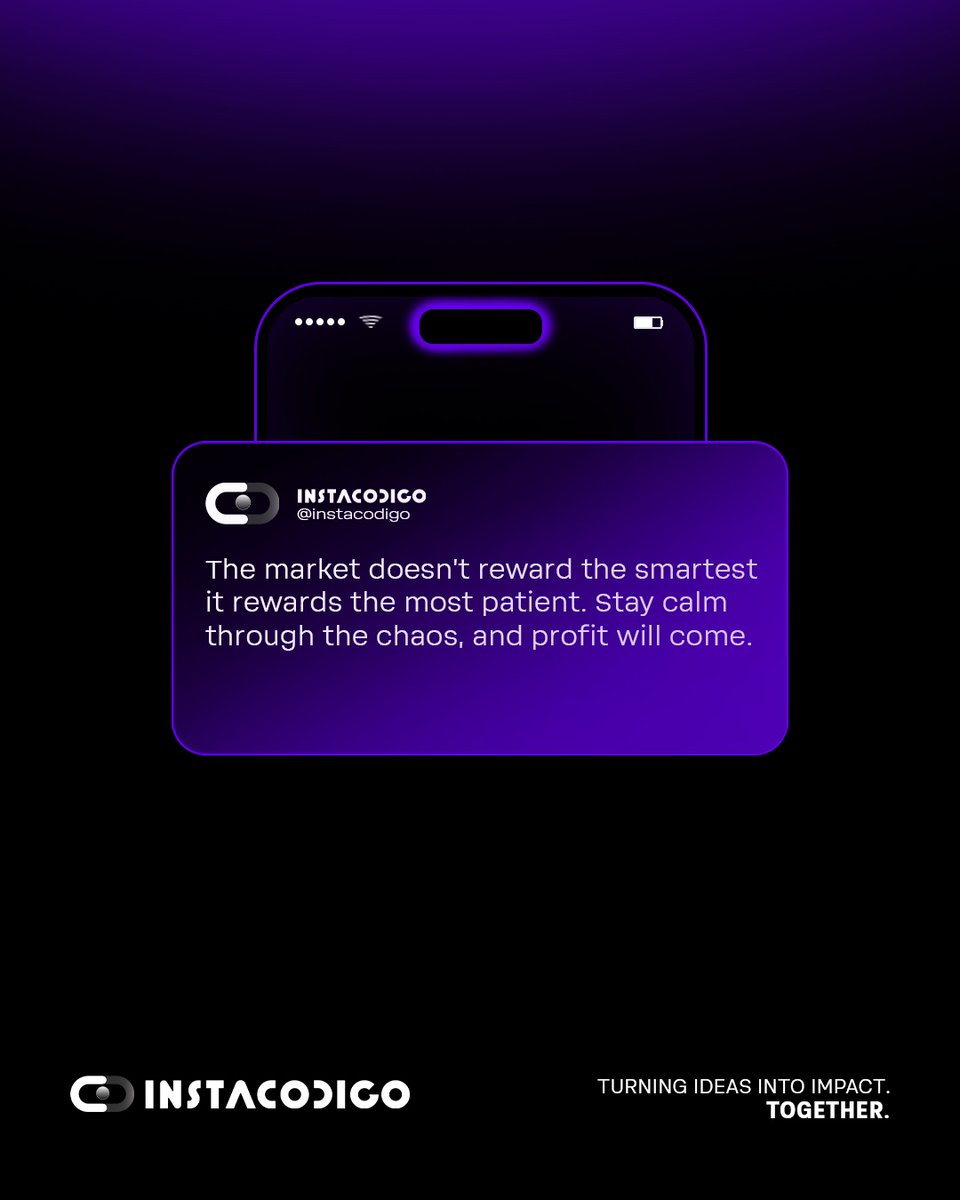 instacodigo's tweet image. ⏳ In the market, patience beats brilliance.
It’s not about predicting every move — it’s about staying steady when others panic.
🚀 Build your strategy with InstaCódigo and grow with confidence.
instacodigo.com/contactus
#DisciplineOverEmotion #LongTermWins