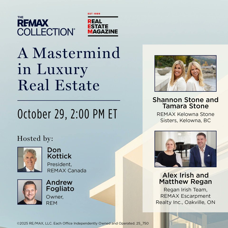 Hear top REMAX® agents discuss how The REMAX Collection® helped them reach the forefront of Canada’s luxury market. Register today: tinyurl.com/mrym3vxn