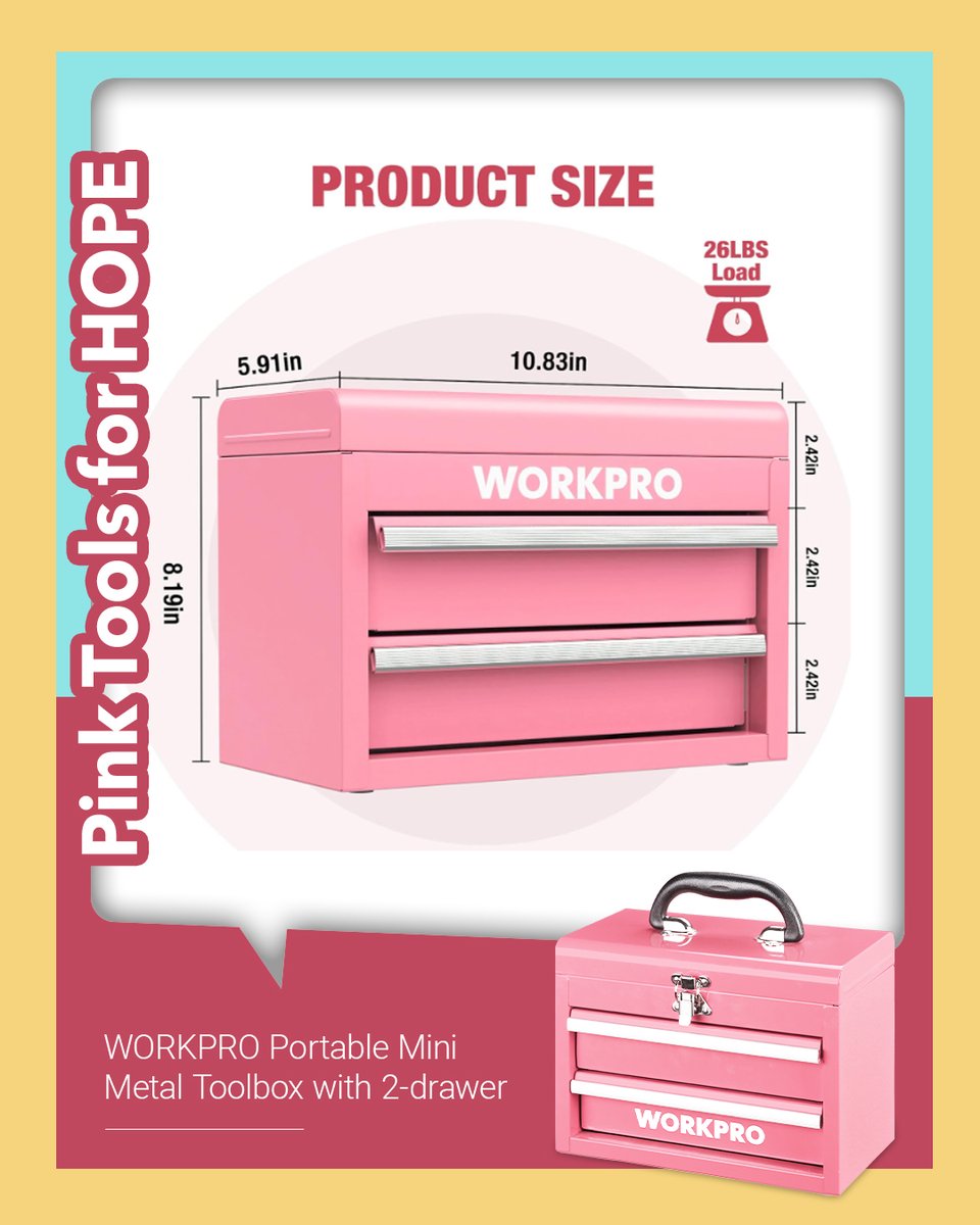 workpro_tools's tweet image. 💗🧰 Add a pop of pink to your DIY projects! What would you store inside? Find them here👉 amzn.to/3KQar9z
.
💗 #DoYouKnow the signs and symptoms of breast cancer? Visit nbcf.org!
.
#workprotools #pinktoolsforHOPE #nbcf #proudpartners #toolbox #pinktools