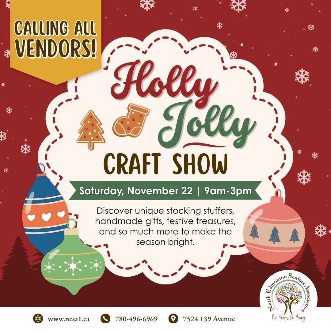 🎁✨ The Holly Jolly Craft Show is accepting vendor applications! We’re seeking artisans with 100% handmade creations. No resale or mass-produced items.

👉 Register online, by phone, or in person: ow.ly/k7b350XcMre  |  780-496-6969

 #HandmadeMarket #SupportLocalYEG