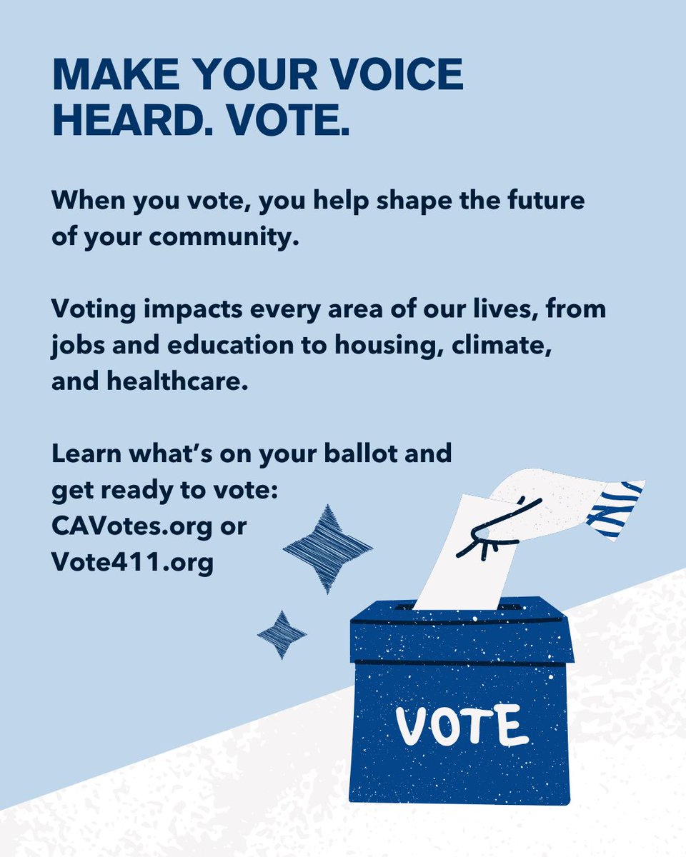 Visit CAVotes.org or Vote411.org to learn what’s on your ballot and find everything you need to know about voting in California.

Empower your vote. Make your voice heard. Learn more here: lwvc.org