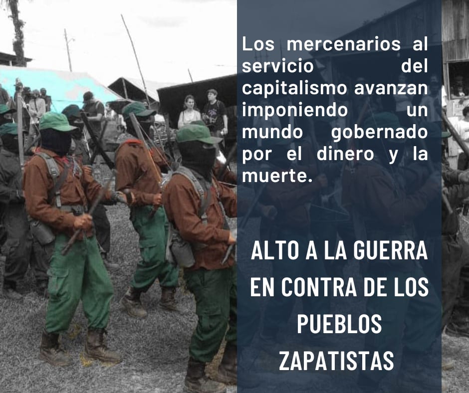 CNI_Mexico's tweet photo. Los campos de exterminio, los paramilitares, las fuerzas armadas y las corporaciones policiacas son parte de la misma maquinaria que despoja, asesina y desaparece.
#ZapatistasBajoAtaque
#DefendamosElComún
#AlertaEZLN https://t.co/Oxzo7NjDhR