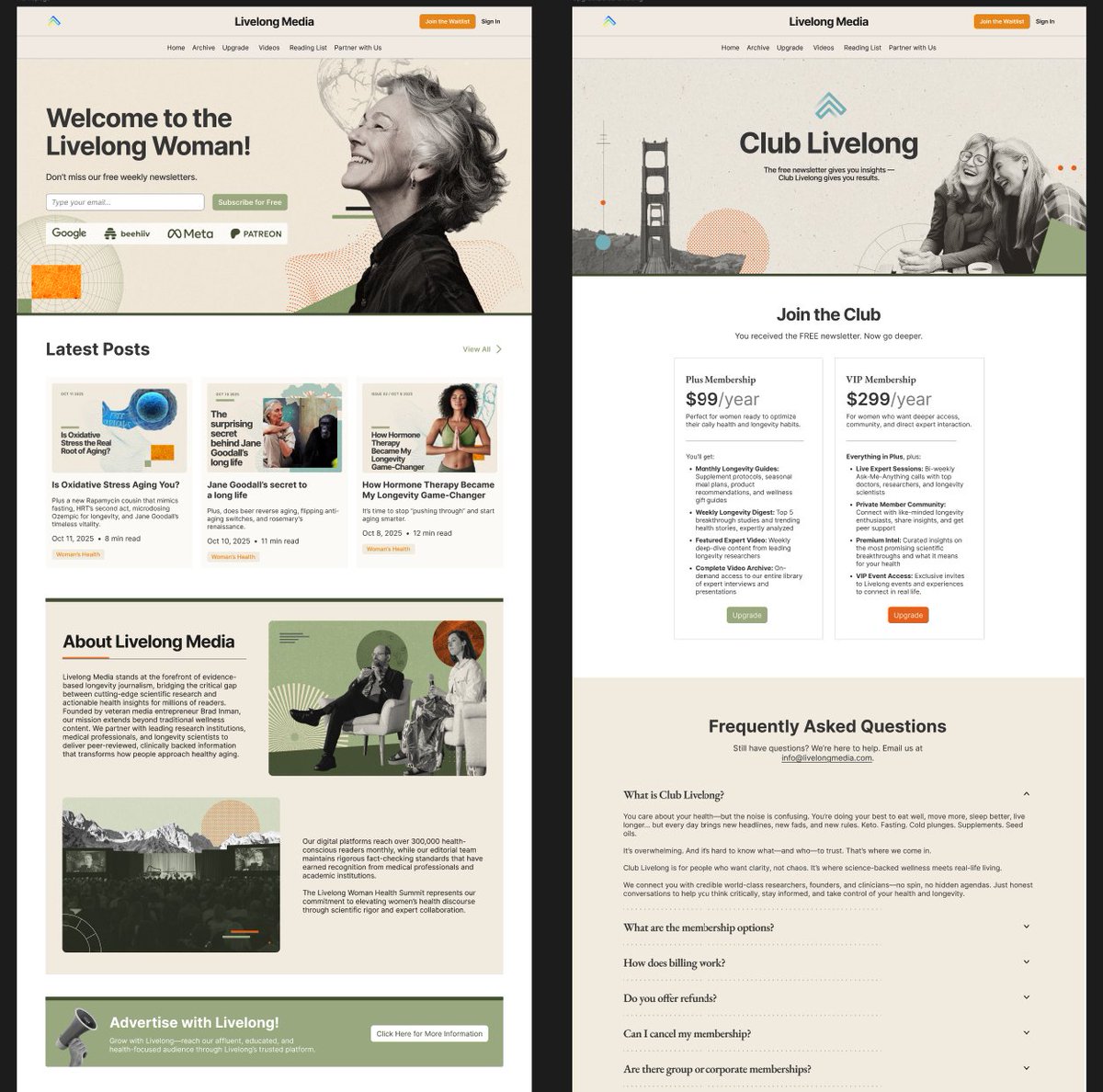 Simple homepage + upgrade page on <a href="/beehiiv/">beehiiv 🐝</a>. 

Designed by <a href="/joinpixels/">Pixels</a>😉

Footer section on the comments section.