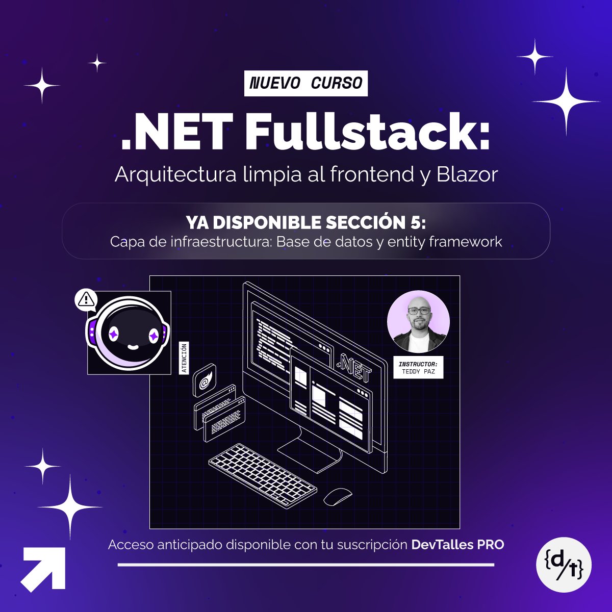 DevTalles's tweet photo. 🔥 ¡Actualizado el curso en construcción: #puntoNET - Arquitectura limpia y Blazor!

✅ Sección 10: #Autenticación con ASP .NET Core Identity y #Google

🚀 Obtén acceso anticipado al curso con una Suscripción PRO activa, desde tu portal de estudiante o en: https://t.co/n9eND45qcR https://t.co/nPYNwA0b3s