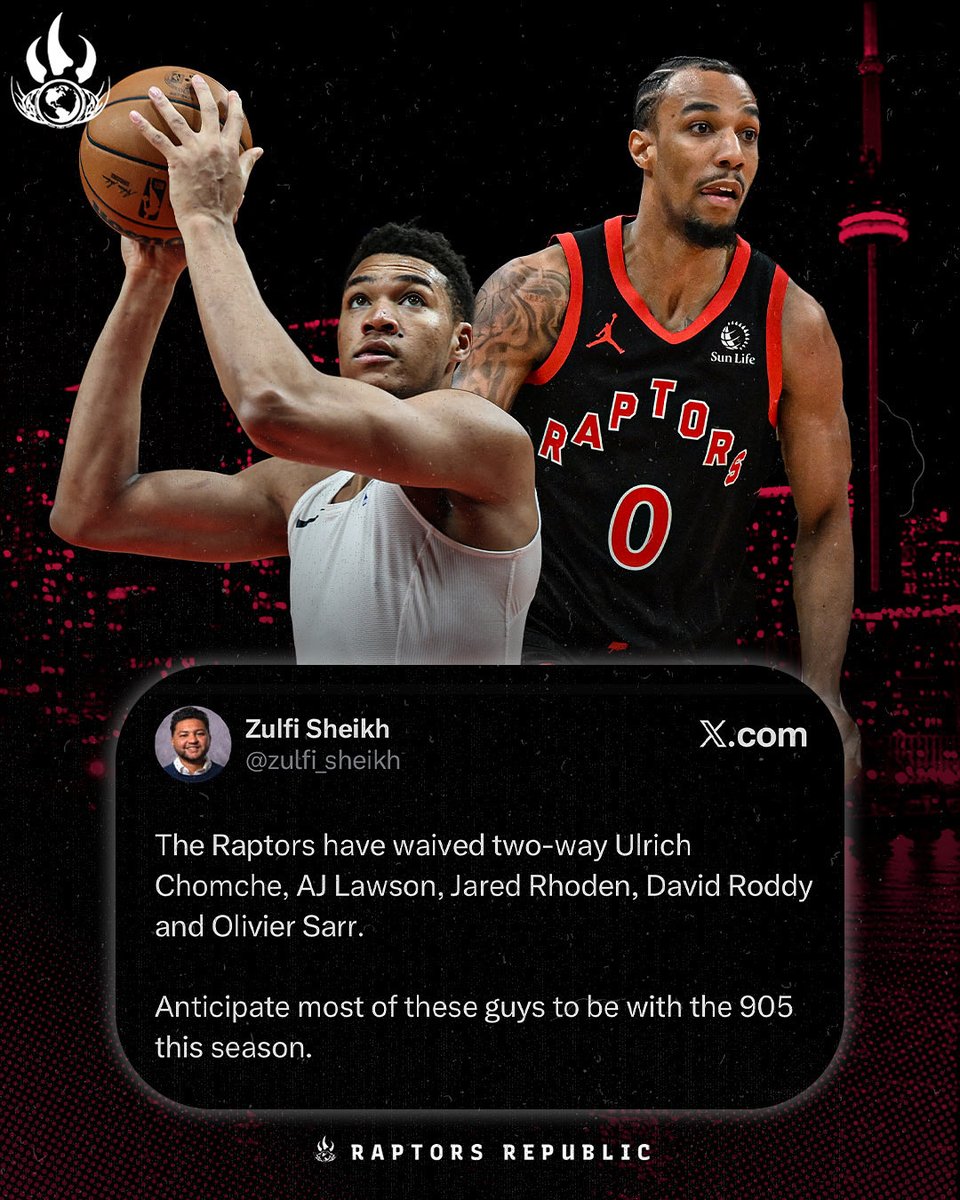 The Raptors make roster cuts to finalize the regular season roster.

#WeTheNorth

📸: Dan Hamilton, Jaime Valdez 