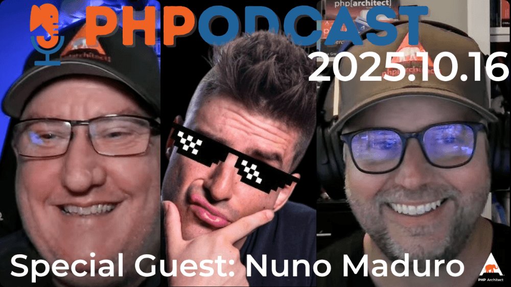 phparch's tweet image. 𝗡𝘂𝗻𝗼 𝗠𝗮𝗱𝘂𝗿𝗼, Laravel core team member and testing wizard, joins us on today’s PHP Podcast livestream!
You definitely want to be here for this one. 3 PM PT
🛑 LIVE soon: youtube.com/watch?v=SNCyf9…