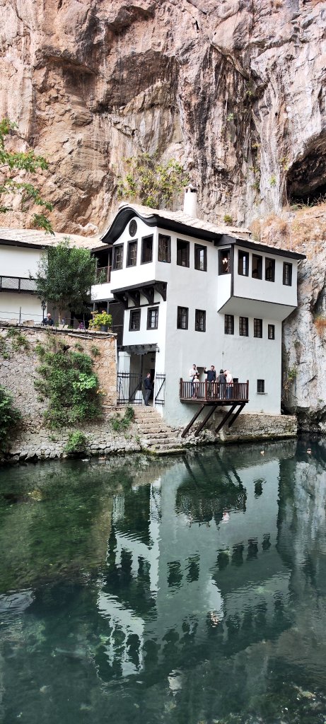 Spring of the Buna River and a historical Tekke (tekija, which is the traditional name for a Dervish monastery) in Blagaj, Bosnia and Herzegovina. #MontenegroAdventures #travel Adriatc&amp;Beyond