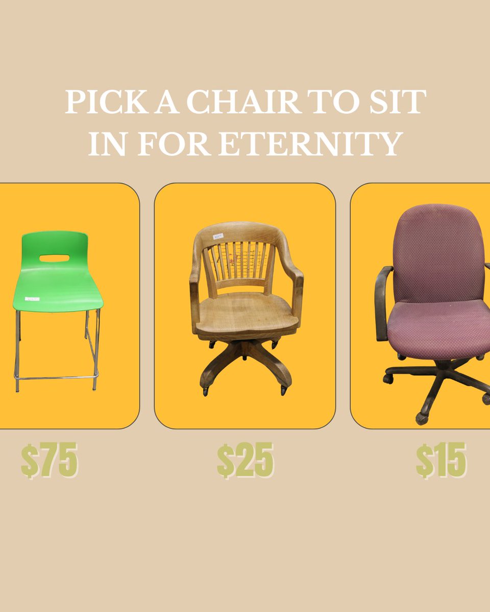 CSU_Surplus's tweet image. Pick a chair, any chair...

*All chairs without wheels are $2 unless marked otherwise. All chairs with wheels are $15 unless marked otherwise.*