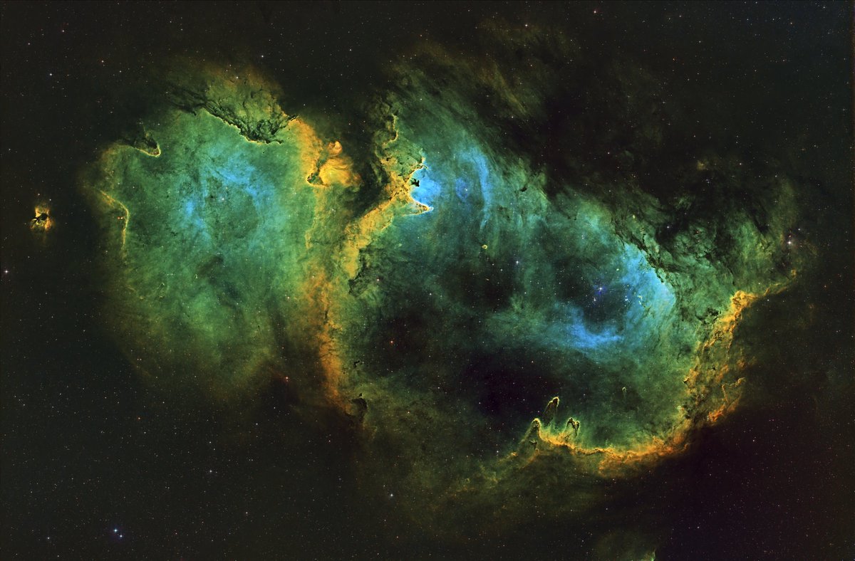 odddiv's tweet photo. The Soul Nebula in SHO

247 x 120s S
244 x 120s H
489 x 120s O

Carbonstar 150
ZWO ASI2600MM Pro
ZWO 7x36 EFW
ZWO 36mm SHO filters
ZWO AM5n mount
ZWO OAG-L w/ ASI174MM Mini guide camera

A lot of @zwoastro hardware imaging from my Bortle 8/9 city backyard https://t.co/tYi5XwqvRd