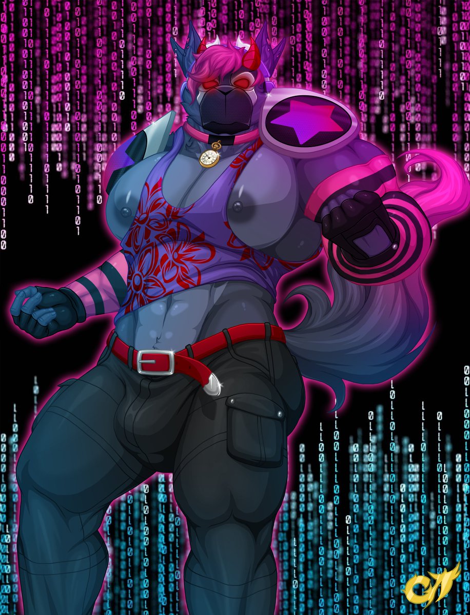 FINISHED COMMISSION for my good friend <a href="/HORNYE_0C3ANS/">🔞Submissive Oceans🔞</a> 
he is Atodymon and his job is anything involving AI. He’s more of an AI Balancer as he makes sure they  don’t lose it and want to end humanity.
🖥️🖥️🖥️💿💿💿💜💜💜