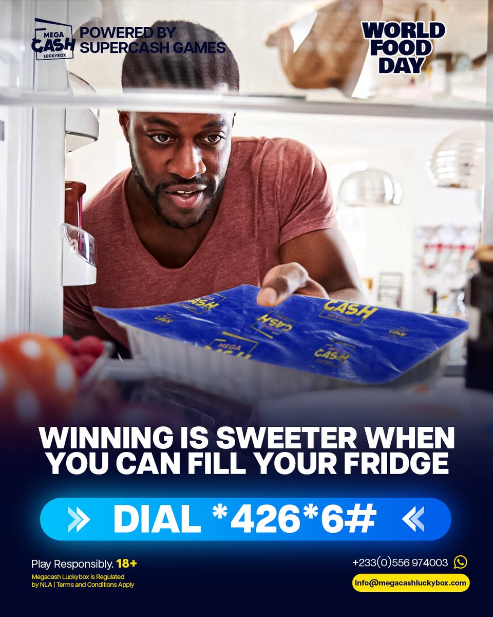 megacashbox_'s tweet photo. Fridge no fit dry when Lucky Box dey your side
Stake small this World Food Day, make enjoyment no cut short. Dial *426*6# today! https://t.co/MwlDKQj9aG