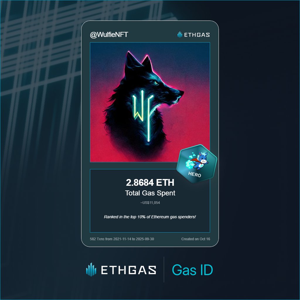 Just unlocked my Gas ID via ETHGas 🪪

I'm a Hero Jack with 2.8684 ETH spent on gas since Beacon Chain - now fueling my climb to the Gasless Future and earned 2000 Beans already. 

Reveal yours at ethgas.com/community/gas-…