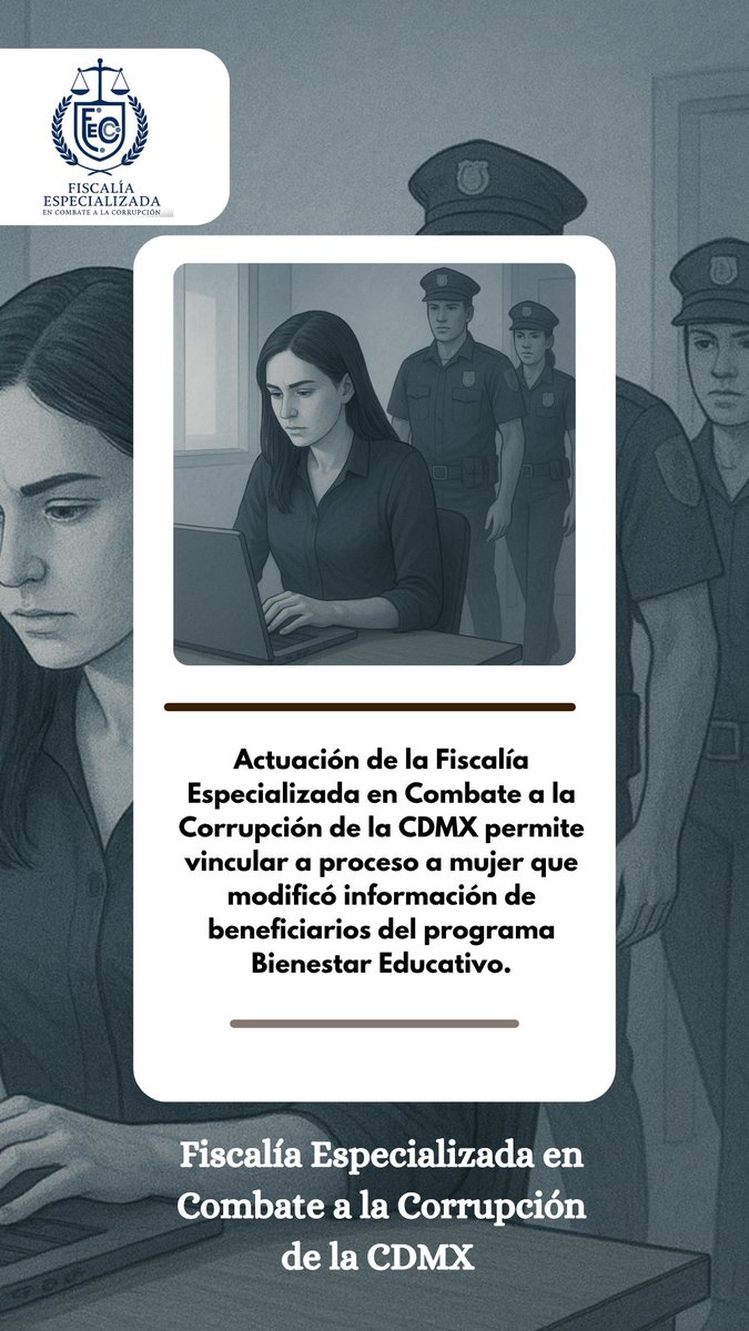 FECCCDMX's tweet image. Resultado de la Fiscalía Anticorrupción de la CDMX: mujer es vinculada a proceso por alterar datos confidenciales del Fideicomiso Bienestar Educativo. #FECC #FiscaliaEspecializadaEnCombateAlaCorrupción #Vinculación