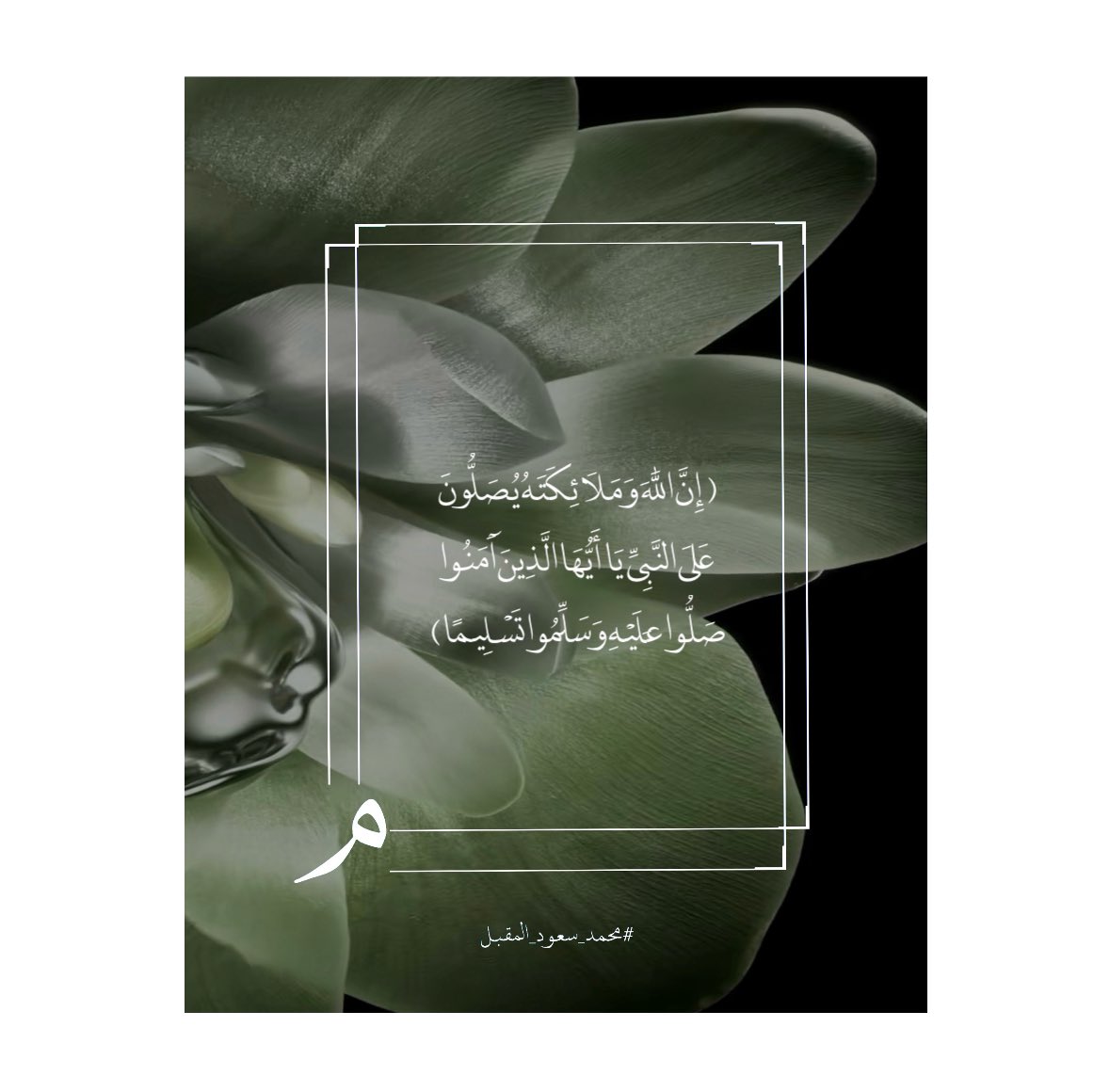 Mohalmoq's tweet photo. ﴿إِنَّ اللَّهَ وَمَلَائِكَتَهُ يُصَلُّونَ عَلَى النَّبِيِّ يَا أَيُّهَا الَّـذِينَ آَمَنُـوا 
صَلُّـوا عـَلَيْهِ وَسَلِّمُوا تَسْلِيمًا﴾ 
#محمد_سعود_المقبل - #يوم_الجمعة https://t.co/Uy8Rq8WxBB