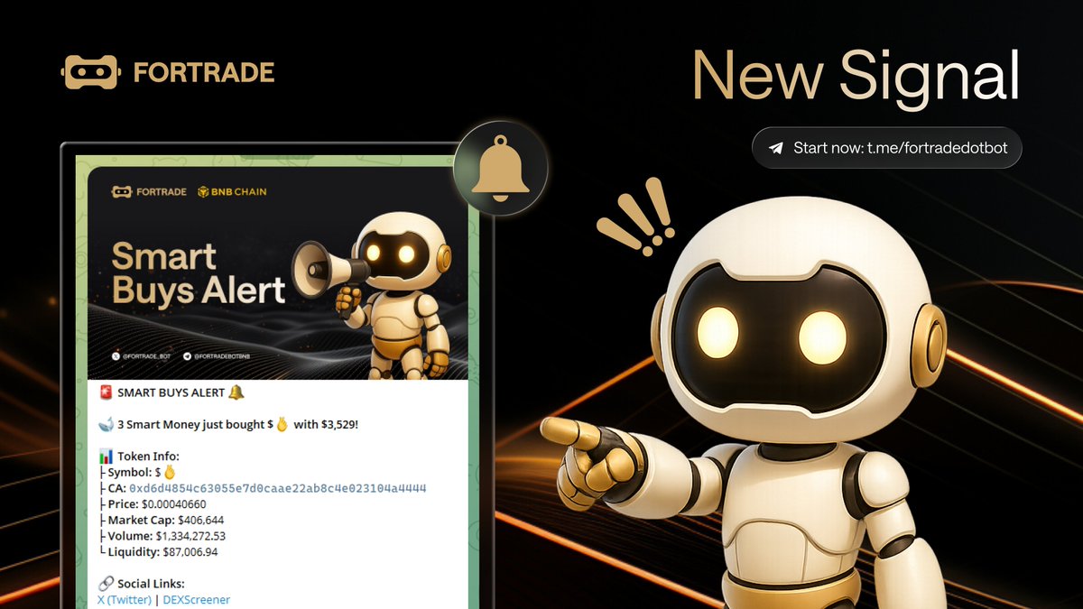 fortrade_bot's tweet photo. 🚨 NEW SMART MONEY SIGNAL ON https://t.co/W1msxsr6LU

🐋 3 Smart Money just bought $🫰 with $3,529!

📊 Token info:
Symbol: $🫰
Contract: 0xd6d4854c63055e7d0caae22ab8c4e023104a4444

Want the full alert? Trade from Telegram: https://t.co/JNdTmwCTer

Not financial advice. Trading involves risk.

#Fortradebot #Aster #BNBChain