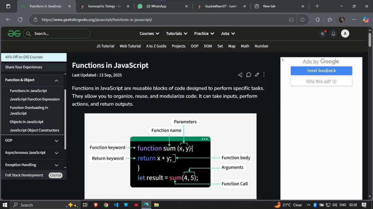 guptaAtharv07's tweet image. Day 26 of #100DaysOfCode ✅
Day was again really hectic: Day 2 of SUI Blockchain → 2½ hours stuck in traffic &amp;amp; got home after 13 hours 🤧 → Shoulder day at the gym → yet being consistent 💪🏽
Solved an easy string question about isomorphism and read about JS functions from GFG.