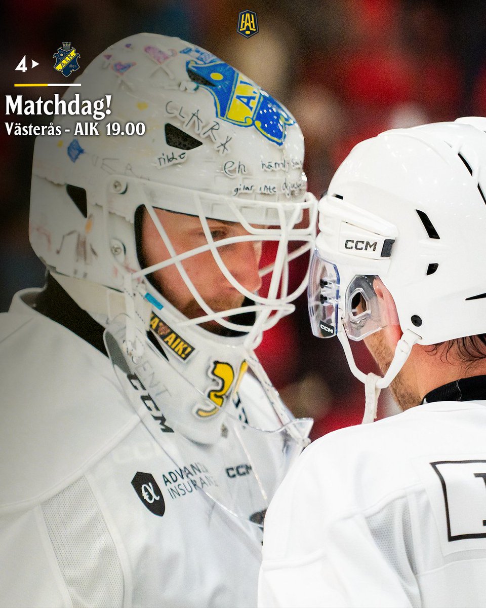 AIKishockey's tweet photo. 🖤💛| 𝐌𝐚𝐭𝐜𝐡𝐝𝐚𝐠

Med fem raka segrar i ryggen gör vårt AIK tillsammans med ett starkt bortastöd resan till Västerås. Nedsläpp 19.00 ikväll i ABB Arena.

Framåt Gnaget! 👊 https://t.co/iPfz2aR0Qn