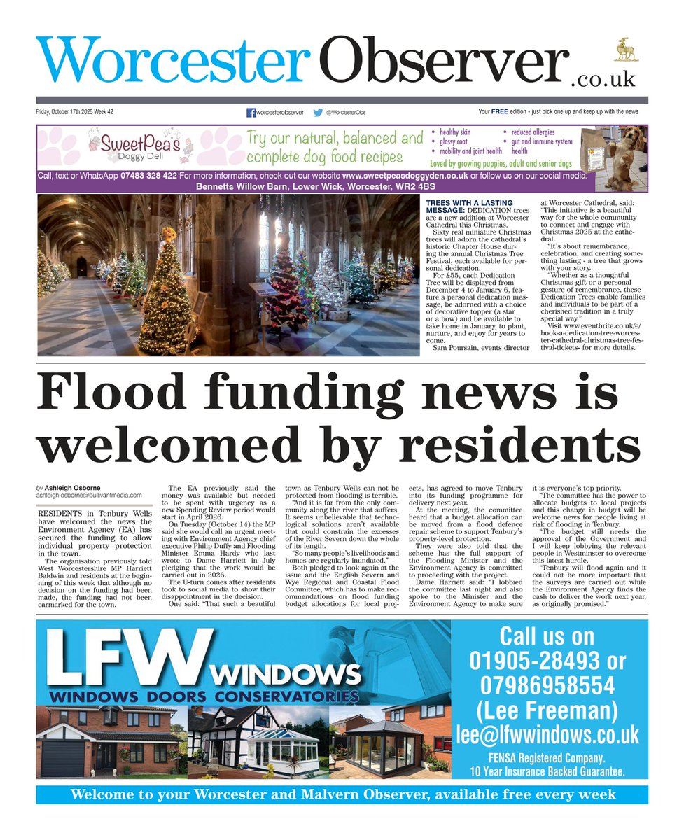 AndyGibsonTV's tweet photo. "FLOOD FUNDING NEWS IS WELCOMED BY RESIDENTS"
@AshEOsborne for @WorcesterObs 
 
Residents in #TenburyWells have welcomed the news that #EnvironmentAgency has secured the funding to allow individual property protection.

#WorcesterObserver
#TomorrowsPapersToday
#IBPAPERS https://t.co/jhTu77rLzH