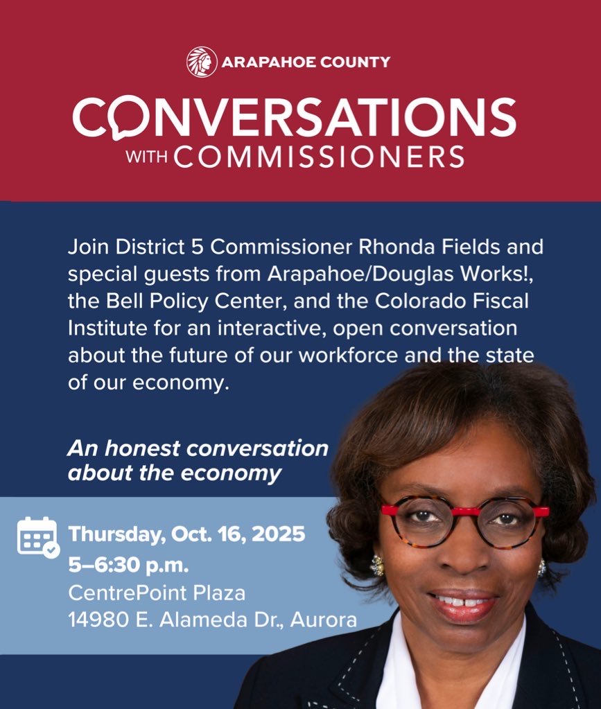 SenRhondaFields's tweet image. The wait is over — our Town Hall Conversation is today at 5 PM! Don’t miss this engaging discussion on “The State of Our Economy.” It’s not too late to join us—see you there! #CommunityConversation #StateOfTheEconomy #JoinUs #ArapahoeCounty 📍