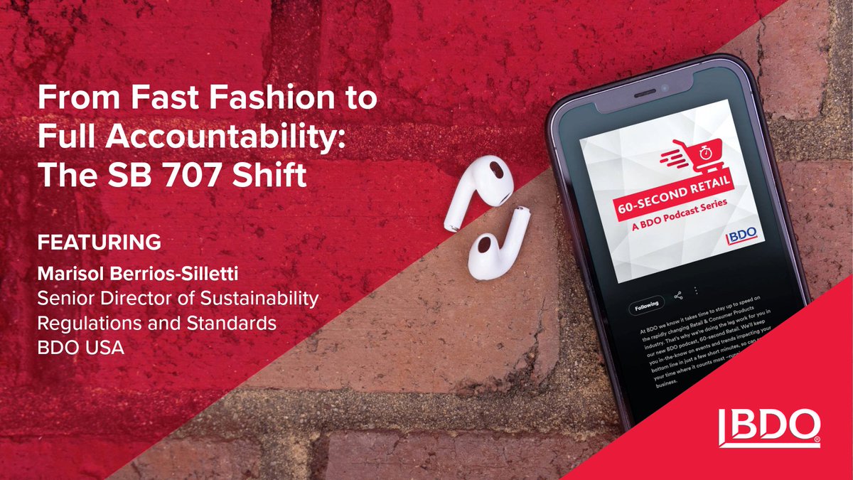 BDOConsumer's tweet image. As federal priorities shift, consumer expectations for environmental responsibility continue to rise. Tune in to learn how new California legislation is forcing brands to rethink how they manage the lifecycle of their products: bdousa.com/4nJH2MI

#Retail #FastFashion