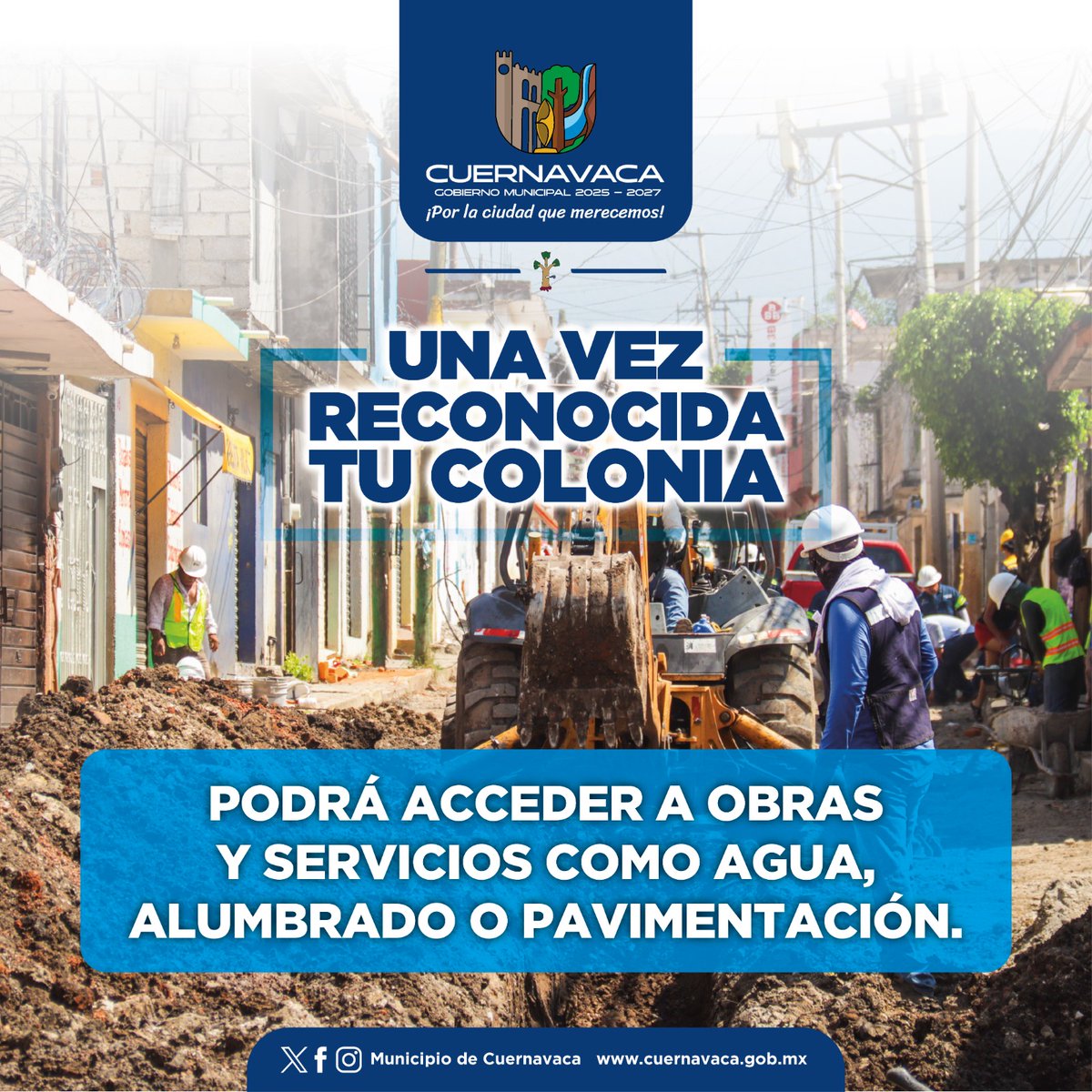24_morelos's tweet photo. TU COLONIA ACCEDERÁ A OBRAS Y SERVICIOS SI DAS DE ALTA TU PREDIO 

El @CuernavacaGob te invita a aprovechar la regularización de construcciones no registradas y la incorporación de #predios ejidales y comunales, para que tu colonia pueda acceder a #obras y servicios como #agua, #alumbrado o #pavimentación. 

Acude ya a la dirección de Predial y Catastro, ubicada en Cuauhtemotzin #4 de la colonia Centro de #Cuernavaca.