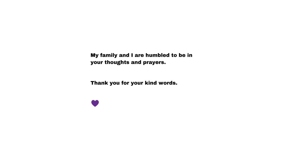 jay_boogie's tweet image. My family and I are humbled to be in your thoughts and prayers.

Thank you for your kind words.

💜