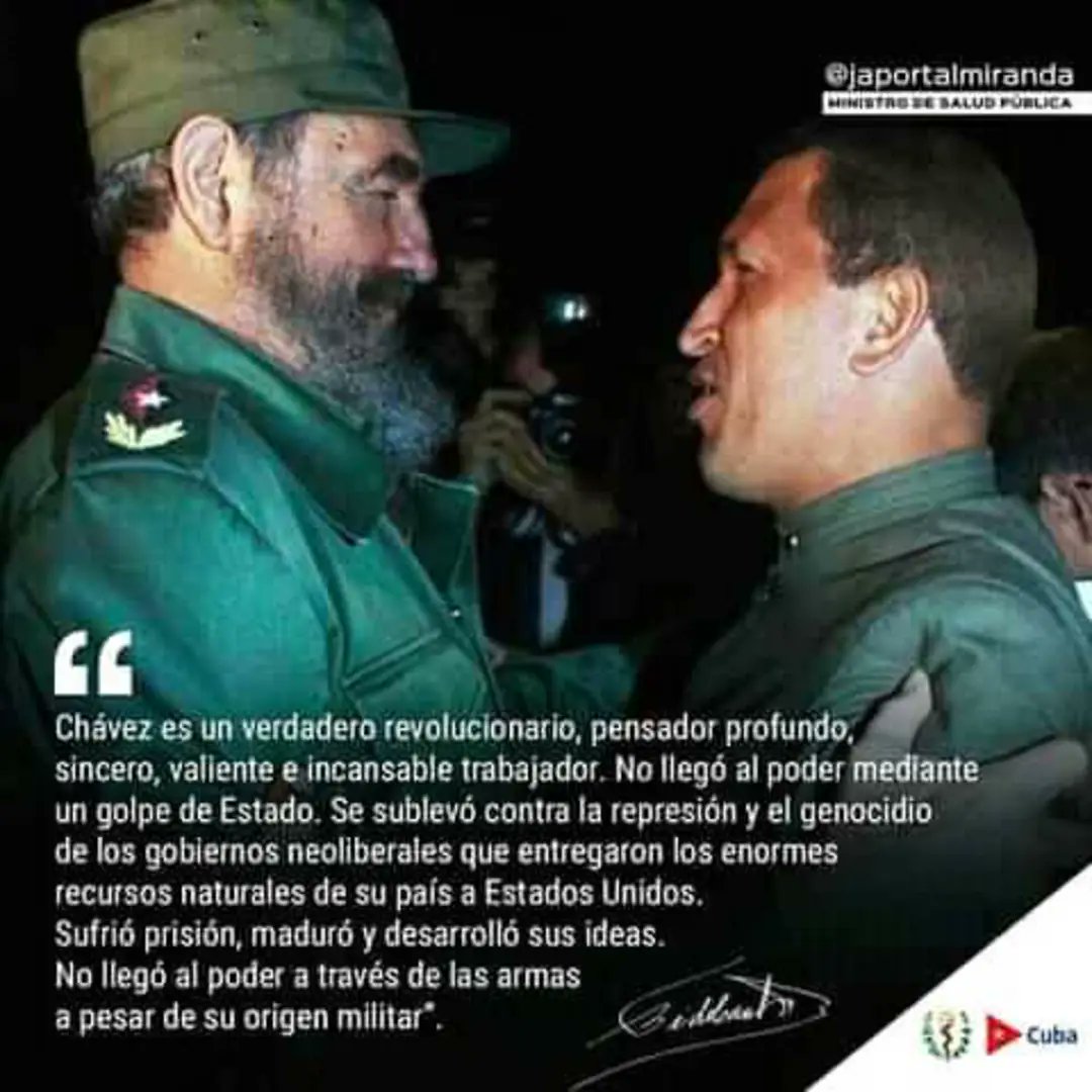 #FidelPorSiempre
¡Venezuela es un país que ha tenido que sufrir mucho la opresión de las tiranías militares y la explotación de los monopolios yankis! ¡Venezuela no es un país cruzado de brazos! ¡En Venezuela hay un pueblo que es amigo de Cuba! 
#100AñosConFidel