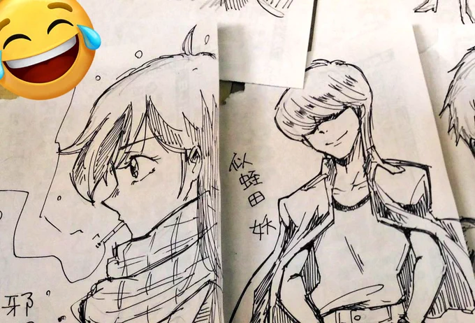 奇面組は絵ではあんまり描いてないけど、Twitter(現𝕏)に落書きで残ってるのこれしか無かった 