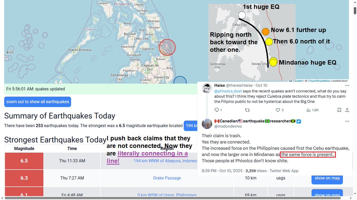 New developments in:
New Philippines earthquake is now part of a series ripping through the south and central Philippines.
Also, I am raising the chances of the US govt shutdown going until the Culebra Event, from 45% to 60%.
Also Culebra will extend all the way down to Mindanao.