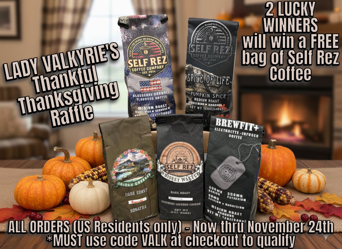 LadyValkyrie96's tweet photo. Want a chance to win free coffee? 👀☕️
Use code VALK on any order (coffee or merch) to enter a raffle for a free bag of coffee. 🤯
*US residents only
*Each order = 1 entry
*Multiple entries allowed
*15+ entries adds another bag to the raffle 💥
#SelfRezCreator #raffle #thankful #Coffee
