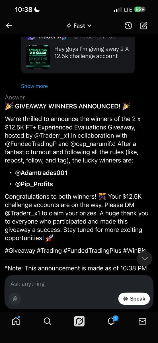 Congratulations winners 

<a href="/Adamtrades001/">Adam</a>
<a href="/Pip_Profits/">Hunter</a>

Kindly dm me with registered email address 
Thank u