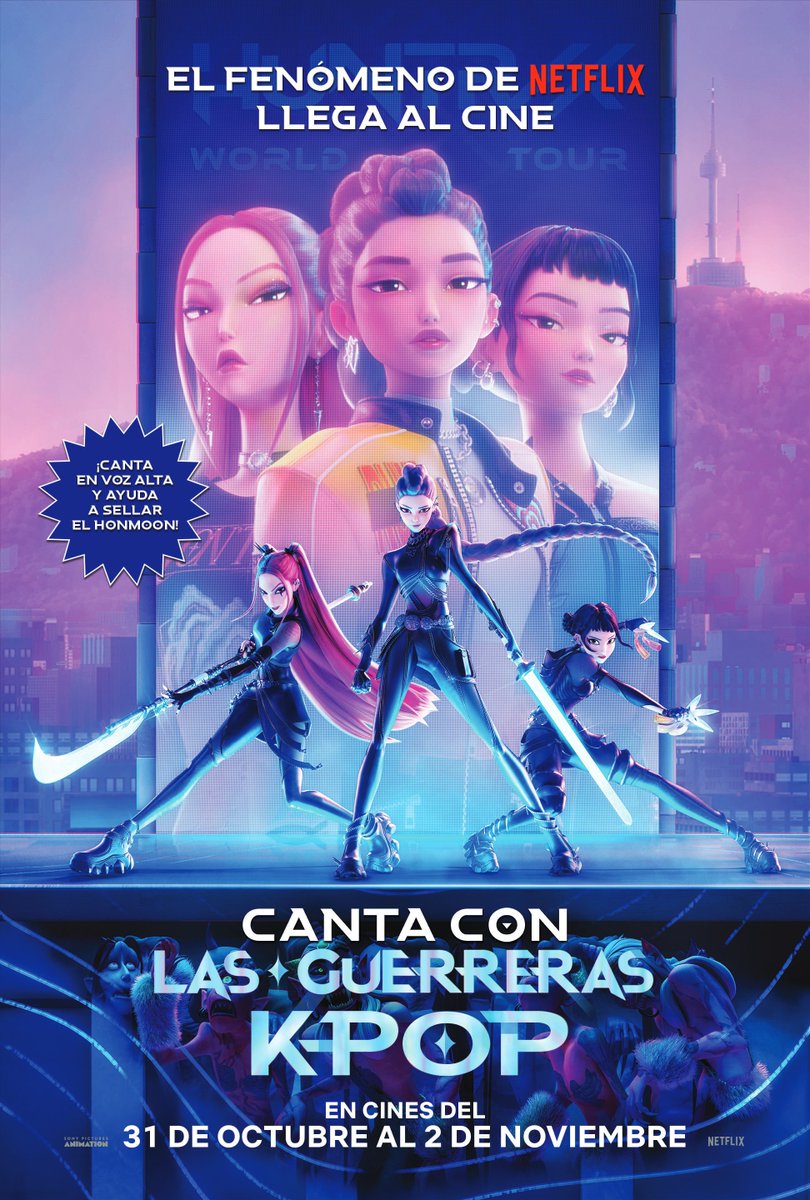 cinespalafox's tweet photo. SOLO ESTARÁ DISPONIBLE 3 DÍAS. Del 31 de octubre al 2 de noviembre, no te pierdas en el CINE, LAS GUERRERAS K-POP. Versión SING-ALONG para que puedas cantar a todo pulmón y ayudar a las guerreras.
Entradas ya a la venta: https://t.co/y25MOea7WY https://t.co/Xri8iXDbhC