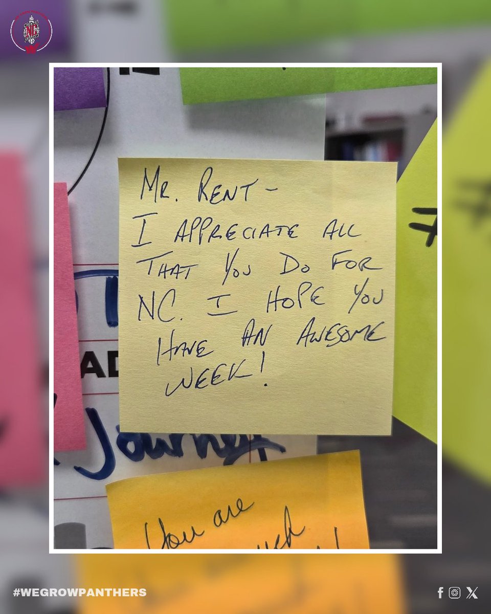 NCHS_panthers's tweet photo. Happy Bossโs Day Mr. Rent! ๐๐ To celebrate National Principals Month, students and staff made a โnote-worthyโ display of sticky notes full of thank-yous covering his office door! โค๏ธ๐ Weโre stuck on how much we appreciate him ๐๐ฏ๐พ #MSDWT #NCHS #WHYWT #WEGROWPANTHERS https://t.co/7FmoRgBZ6A