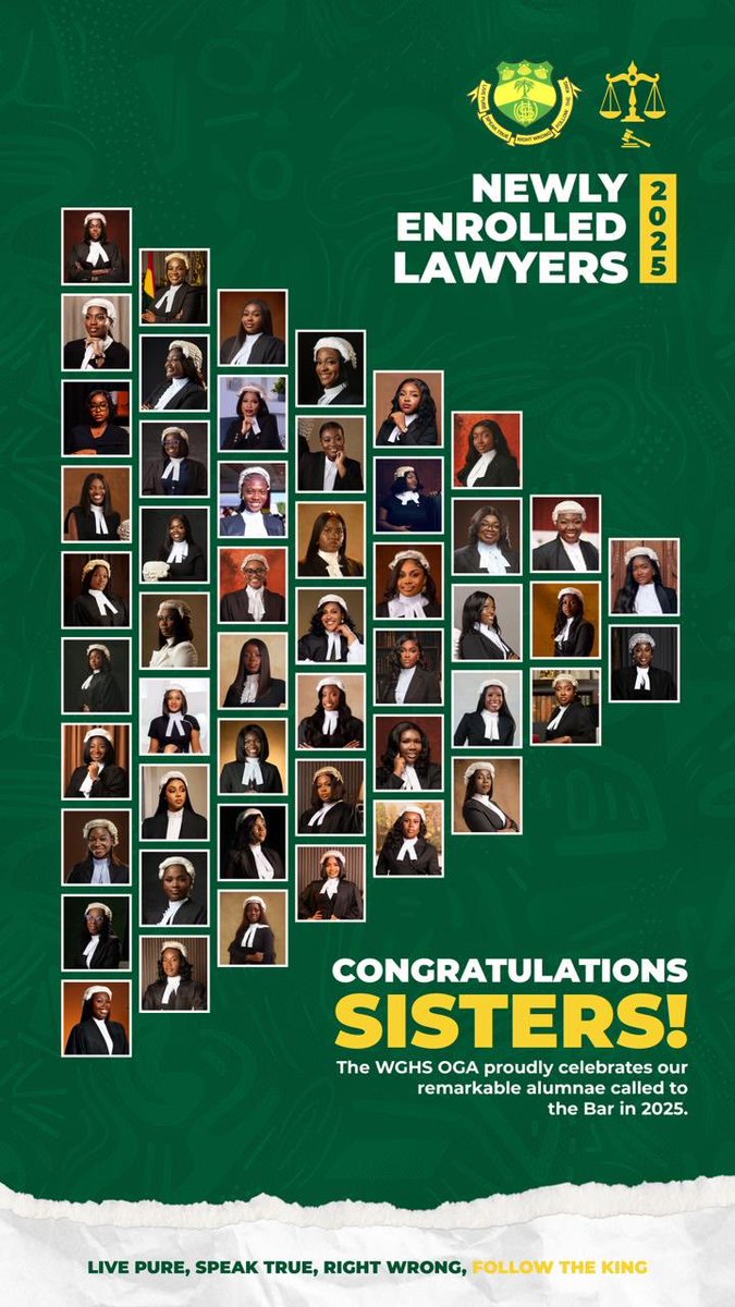 Thevokofficial's tweet image. 📍📍JUST IN📍📍

Out of the 824 lawyers who were called to the bar this year, the Wesley Girls' High School produced 50 lawyers making them the only Senior High School in Ghana to ever have 6% of its alumni in a single “Call to the Bar” Ceremony.🧑‍⚖️

The future looks exciting ✅